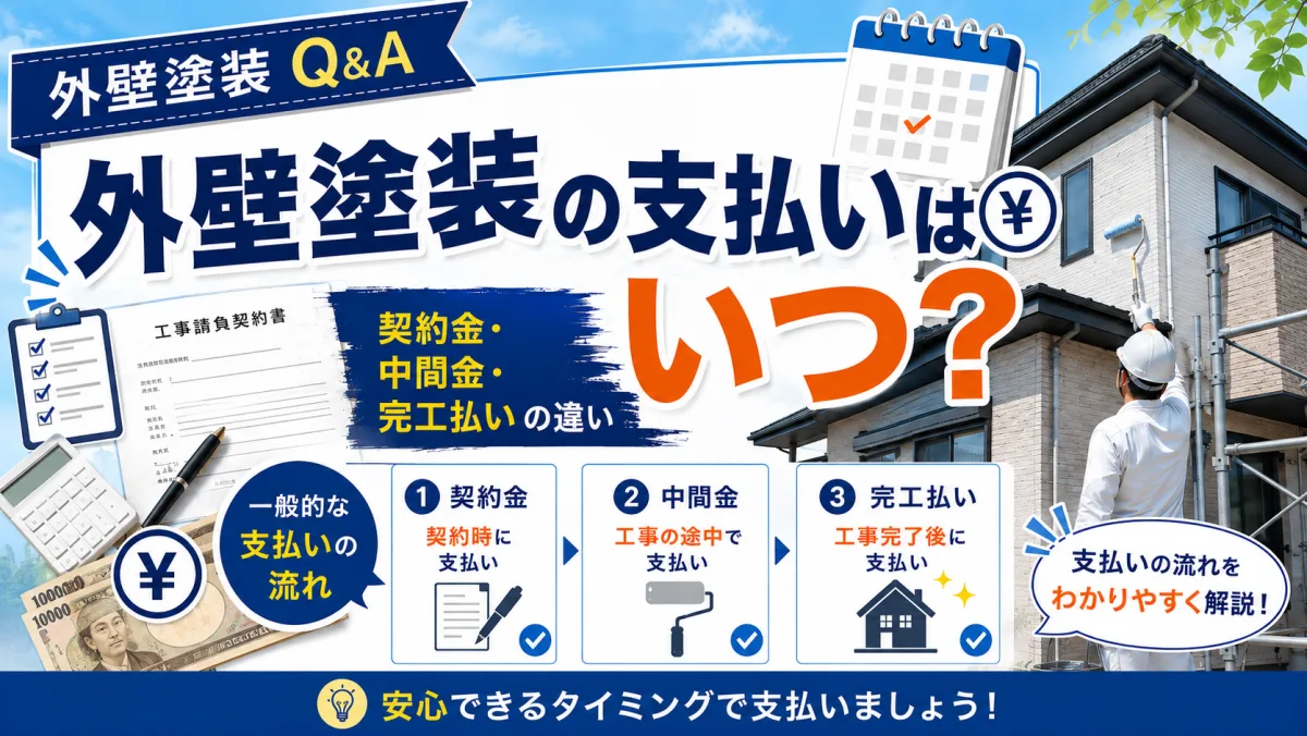 外壁塗装の支払いはいつ？契約金・中間金・完工払いの違いのサムネイル